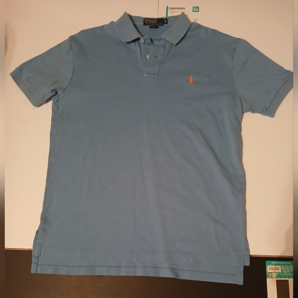 Polo by Ralph Lauren Men's Blue Polo Shirt Orange Pony
